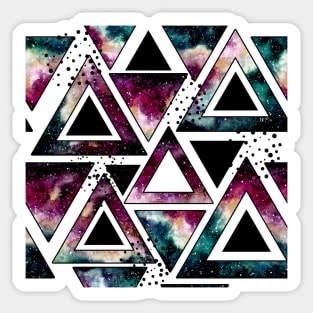 Watercolor Triangles, Galaxy and Black Dots Sticker